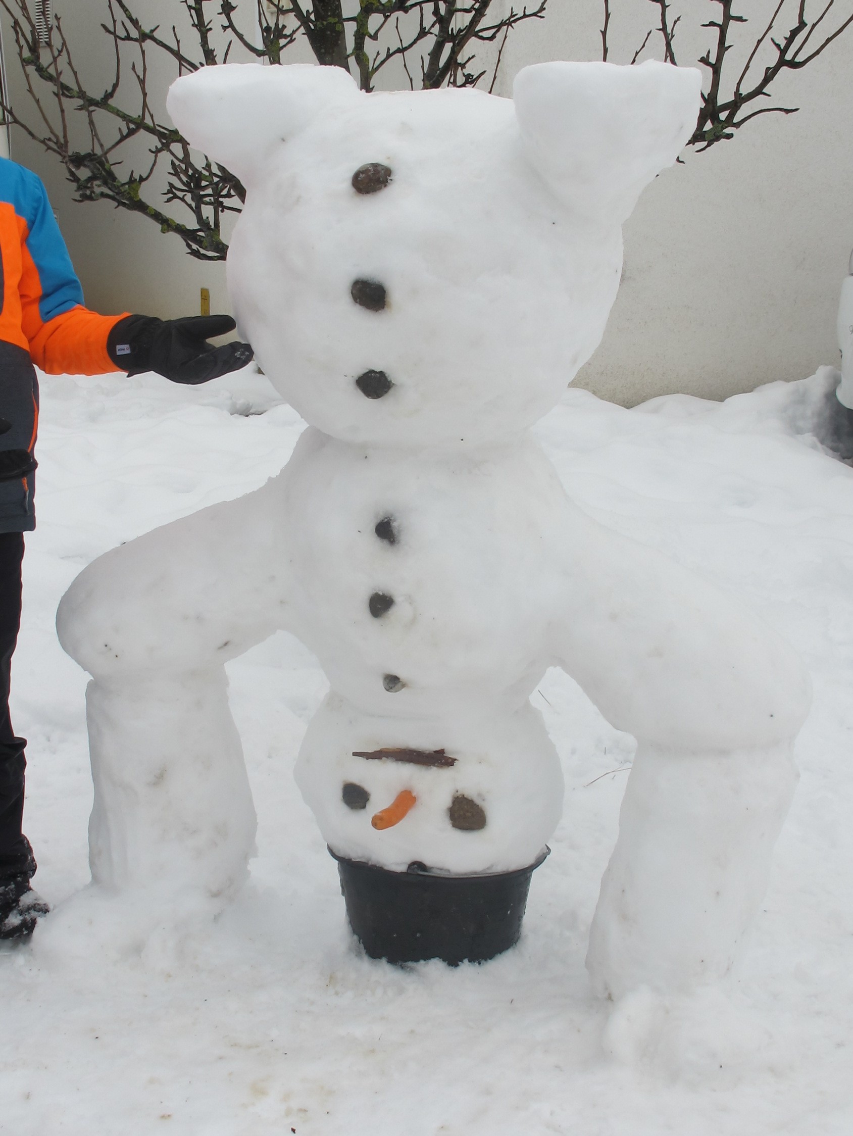 Schneemann steht Kopf